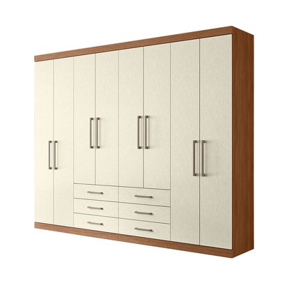 Guarda-Roupa Casal Belize 8 Portas 6 Gavetas Jatoba/Areia - Pnr Móveis