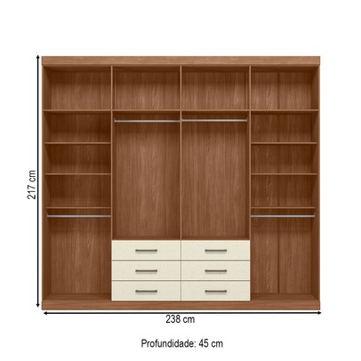 Guarda-Roupa Casal Belize 8 Portas 6 Gavetas Jatoba/Areia - Pnr Móveis