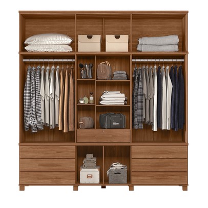Guarda-Roupa Casal Londres Vaticano 13 Portas 7 Gavetas com Espelho Jatoba - Pnr Móveis