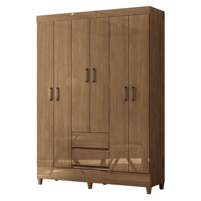 Guarda-Roupa Solteiro Lux 6 Portas 2 Gavetas Jequitiba - Pnr Móveis