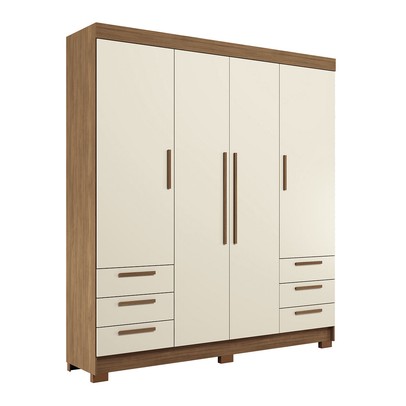 Guarda-Roupa Casal Tibagi 4 Portas 6 Gavetas Jatoba/Areia - Pnr Móveis