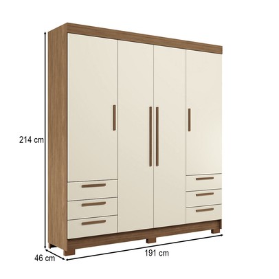 Guarda-Roupa Casal Tibagi 4 Portas 6 Gavetas Jatoba/Areia - Pnr Móveis