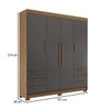 Guarda-Roupa Casal Tibagi 4 Portas 6 Gavetas Jatoba/Grafite - Pnr Móveis