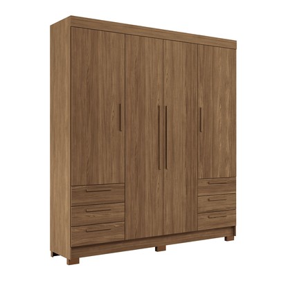 Guarda-Roupa Casal Tibagi 4 Portas 6 Gavetas Jatoba - Pnr Móveis