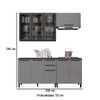 Cozinha Completa Diamante 8 Portas 3 Gavetas com Vidro Chumbo/Titanio - Indékes