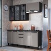 Cozinha Completa Diamante 8 Portas 3 Gavetas com Vidro Chumbo/Titanio - Indékes