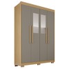 Guarda-Roupa Solteiro Weather com Pés e Espelho 4 Portas 3 Gavetas 100% Mdf Jequitibá/Granizo - Pnr Móveis