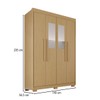 Guarda-Roupa Solteiro Weather com Pés e Espelho 4 Portas 3 Gavetas 100% Mdf Jequitibá - Pnr Móveis