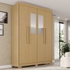 Guarda-Roupa Solteiro Weather com Pés e Espelho 4 Portas 3 Gavetas 100% Mdf Jequitibá - Pnr Móveis