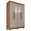 Guarda-Roupa Solteiro Weather com Pés e Espelho 4 Portas 3 Gavetas 100% Mdf Cinamomo/Off White - Pnr Móveis