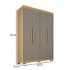 Guarda-Roupa Solteiro Weather com Pés 4 Portas 3 Gavetas 100% Mdf Weather Jequitibá/Granizo - Pnr Móveis