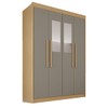 Guarda-Roupa Solteiro Weather com Espelho 4 Portas 3 Gavetas 100% Mdf Jequitibá/Granizo - Pnr Móveis
