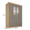 Guarda-Roupa Solteiro Weather com Espelho 4 Portas 3 Gavetas 100% Mdf Jequitibá/Granizo - Pnr Móveis