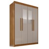 Guarda Roupa Solteiro Weather com Espelho 4 Portas 3 Gavetas 100% Mdf Cinamomo/Off White - Pnr Móveis