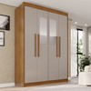 Guarda Roupa Solteiro Weather com Espelho 4 Portas 3 Gavetas 100% Mdf Cinamomo/Off White - Pnr Móveis