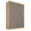 Guarda-Roupa Solteiro Weather 4 Portas 3 Gavetas 100% Mdf Jequitibá/Granizo - Pnr Móveis