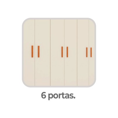 Guarda-Roupa Casal Cancun 6 Portas 2 Gavetas Cinamomo/Off White - Fellicci