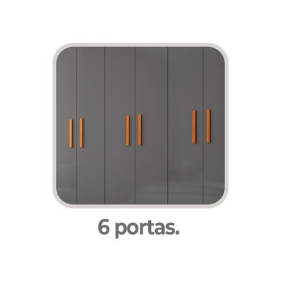 Guarda-Roupa Casal Cancun 6 Portas 2 Gavetas Cinamomo/Grafite - Fellicci