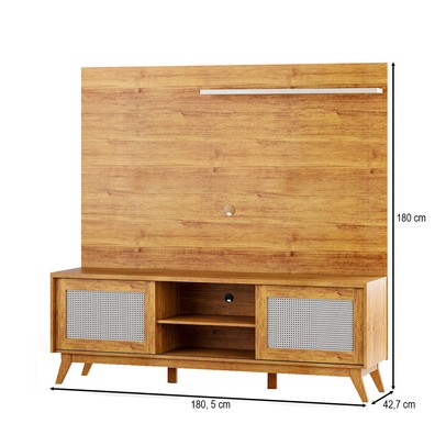 Estante para TV Até 65 Polegadas Serena 2 Portas Mel/Off White - Viero Móveis