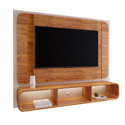 Painel para TV Até 75 Polegadas Austen com Led Off White/Mel - Viero Móveis