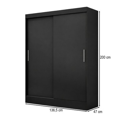 Guarda-Roupa Solteiro Cancun 2 Portas 2 Gavetas Flex Preto - Maxel