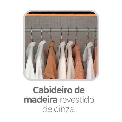 Guarda-Roupa Casal Cancun 6 Portas 2 Gavetas com Espelho Cinmomo/Off White - Fellicci