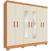 Guarda-Roupa Casal Cancun 6 Portas 2 Gavetas com Espelho Cinmomo/Off White - Fellicci