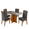 Mesa de Jantar 4 Lugares Lunara com Vidro Mel/Grafite/Cinza - Viero Móveis