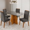 Mesa de Jantar 4 Lugares Lunara com Vidro Mel/Grafite/Cinza - Viero Móveis