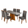 Mesa de Jantar 6 Lugares Fill com Vidro Mel/Grafite/Cinza - Viero Móveis