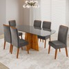 Mesa de Jantar 6 Lugares Fill com Vidro Mel/Grafite/Cinza - Viero Móveis