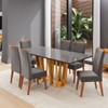 Mesa de Jantar 6 Lugares Mondini com Vidro Mel/Grafite/Cinza - Viero Móveis