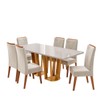 Mesa de Jantar 6 Lugares Mondini com Vidro Mel/Off White/Pastel - Viero Móveis
