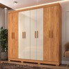 Guarda-Roupa Casal Las Vegas 8 Portas 2 Gavetas Cinamomo/Off White - Fellicci