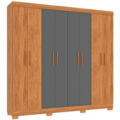 Guarda-Roupa Casal Las Vegas 8 Portas 2 Gavetas Cinamomo/Grafite - Fellicci