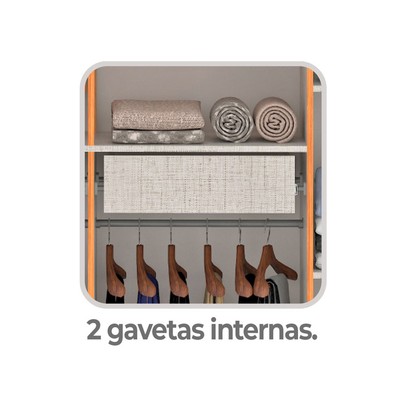 Guarda-Roupa Casal Las Vegas 8 Portas 2 Gavetas Cinamomo/Grafite - Fellicci