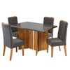 Mesa de Jantar 4 Lugares Linden com Vidro Mel/Grafite/Cinza - Viero Móveis