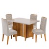 Mesa de Jantar 4 Lugares Linden com Vidro Mel/Off White/Pastel - Viero Móveis