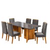 Mesa de Jantar 6 Lugares Andriolli com Vidro Mel/Grafite/Cinza - Viero Móveis