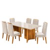 Mesa de Jantar 6 Lugares Andriolli com Vidro Mel/Off White/Pastel - Viero Móveis