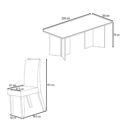 Mesa de Jantar 8 Lugares Zinnia com Vidro Mel/Grafite/Cinza- Viero Móveis