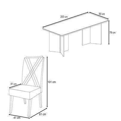 Mesa de Jantar 8 Lugares Princeton com Vidro Mel/Grafite/Cinza - Viero Móveis