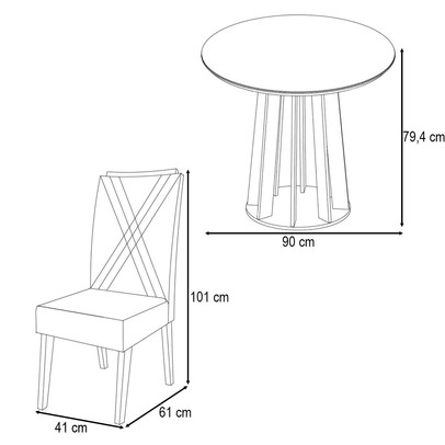 Mesa de Jantar 4 Lugares Finestra com Vidro Mel/Off White/Cinza - Viero Móveis
