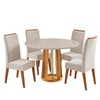 Mesa de Jantar 4 Lugares Finestra com Vidro Mel/Off White/Pastel - Viero Móveis