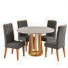 Mesa de Jantar 4 Lugares Valerina Mel/Blonde/Cinza - Viero Móveis