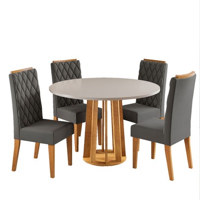 Mesa de Jantar 4 Lugares Valerina Mel/Blonde/Cinza - Viero Móveis