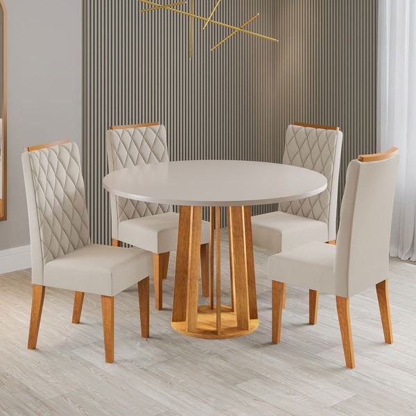 Mesa de Jantar 4 Lugares Valerina Mel/ Blonde/Pastel - Viero Móveis