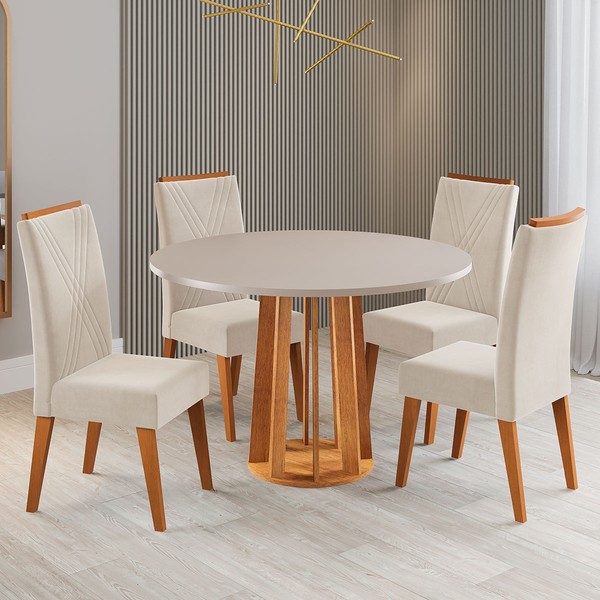 Mesa de Jantar 4 Lugares Foster Mel/Blonde/Pastel - Viero Móveis