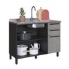 Balcão de Cozinha para Pia 120 Cm Diamante 2 Portas 3 Gavetas Chumbo/Titanio - Indékes