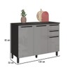 Balcão de Cozinha 120 Cm Diamante 2 Portas 3 Gavetas Chumbo/Titanio - Indékes